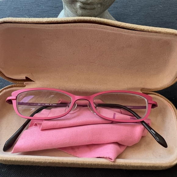 Bevel Eyeglasses Debbie Pink Berry Frame Case Japan 46-17 Titanium Vintage Y2K - Picture 4 of 13